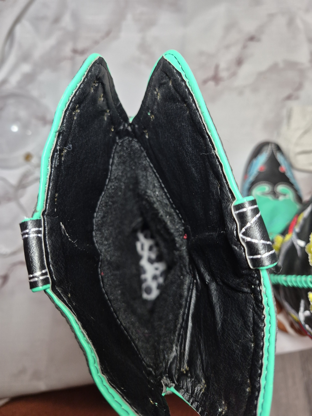 Turquoise & Black Embroidered Western Cowgirl Boots By Scaoruki - Picture 9 of 10